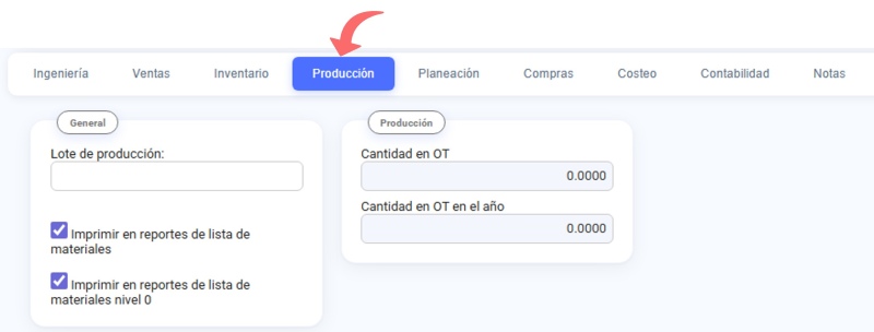 Configuración producción