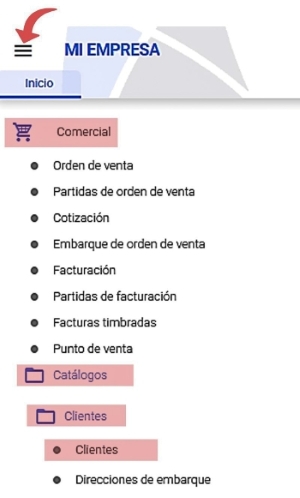 ruta catálogo clientes