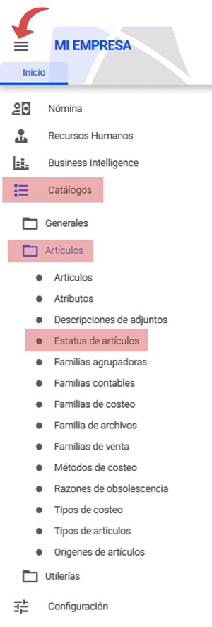estatus de artículos