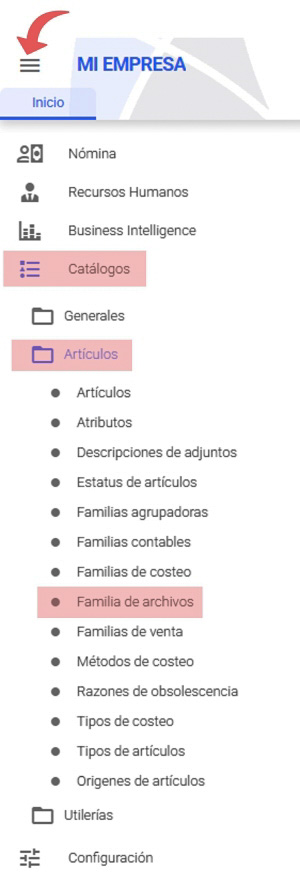 familia de archivos