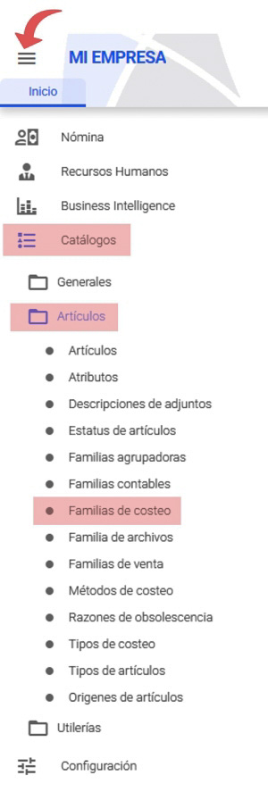 familias de costeo