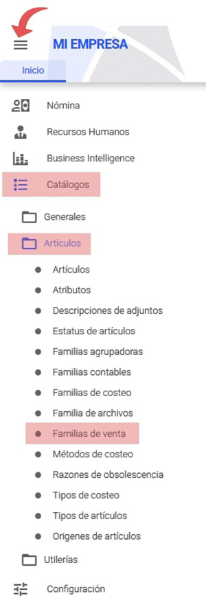 familias de venta