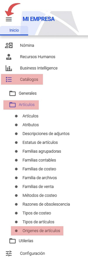 orígenes de artículos