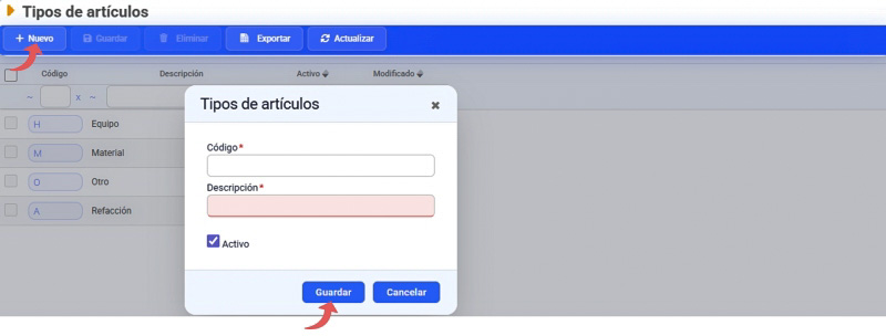 tipos de artículos