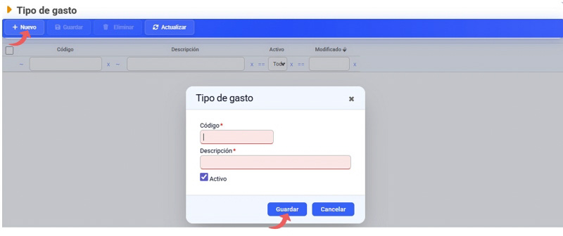 tipo de gasto