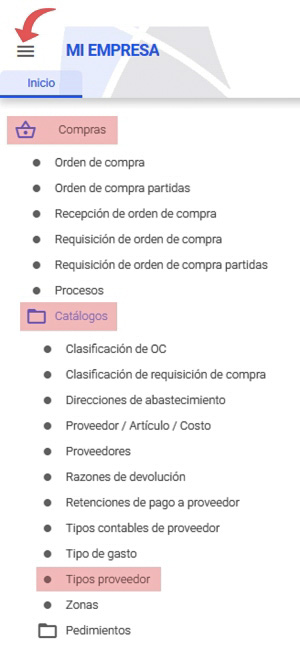 tipos de proveedor