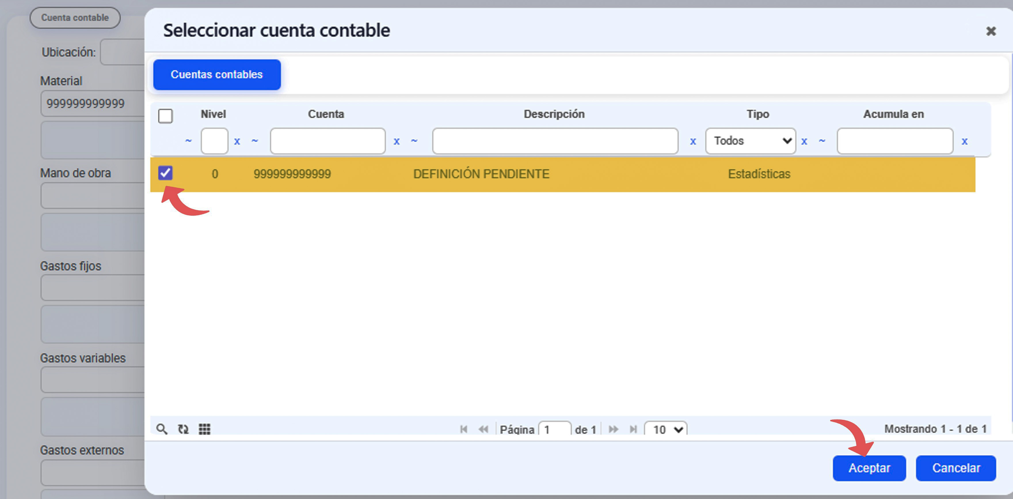 Relación artículos almacén ubicación