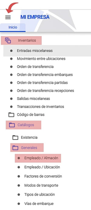 ruta relación empleado almacén