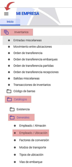 ruta relación empleado ubicación