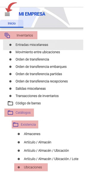 ruta catálogo ubicaciones