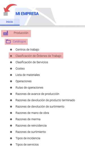 clasificación de órdenes de trabajo