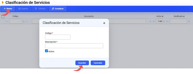 clasificación de servicios