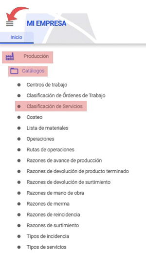 clasificación de servicios