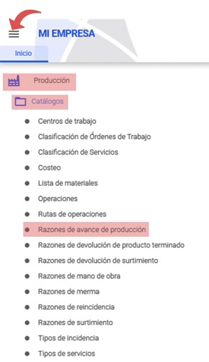 razones de avance de producción