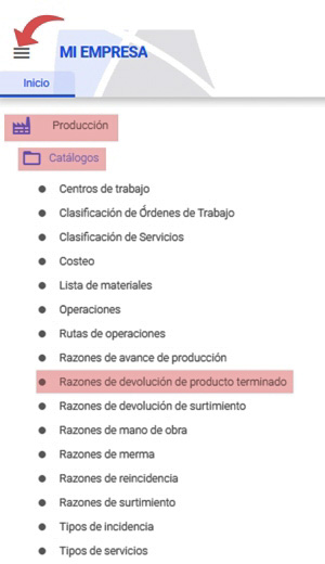 devolución de producto terminado