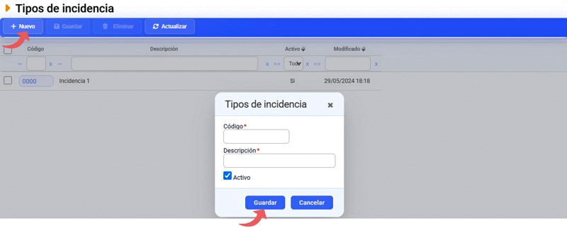 tipos de incidencia