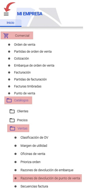 razones de devolución de punto de venta