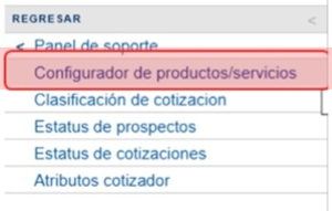 Configuración de productos y servicios