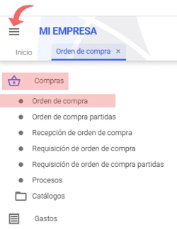 ruta orden de compra