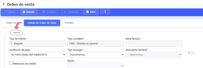 Detalle orden de venta