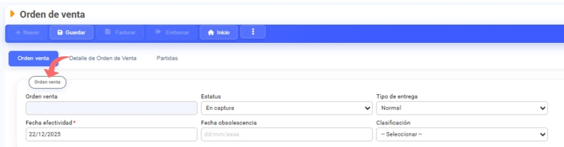 Generar orden de venta