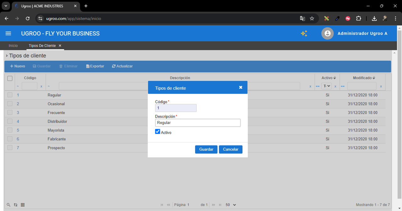 Tipo de cliente nuevo